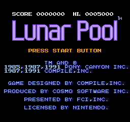 Lunar Pool (Europe) Title Screen